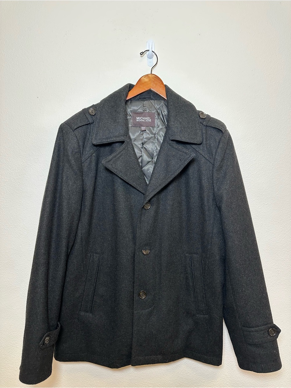 Michael Kors Men’s Dark Charcoal Wool Pea Coat